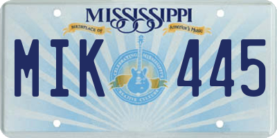 MS license plate MIK445
