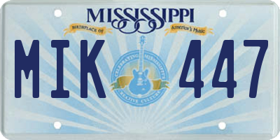 MS license plate MIK447