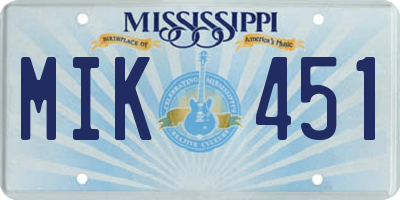 MS license plate MIK451