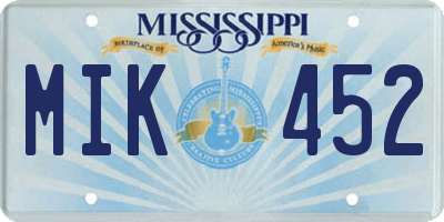 MS license plate MIK452