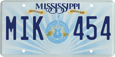 MS license plate MIK454