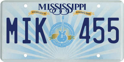 MS license plate MIK455