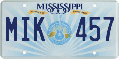 MS license plate MIK457