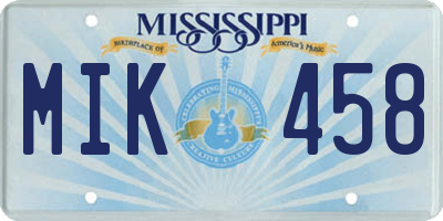 MS license plate MIK458
