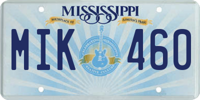 MS license plate MIK460