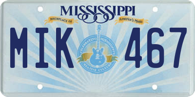 MS license plate MIK467