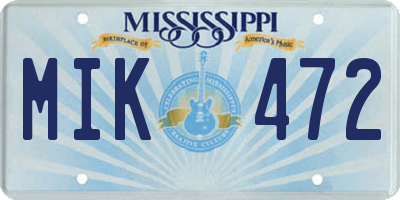 MS license plate MIK472