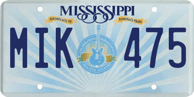 MS license plate MIK475