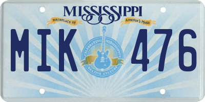 MS license plate MIK476