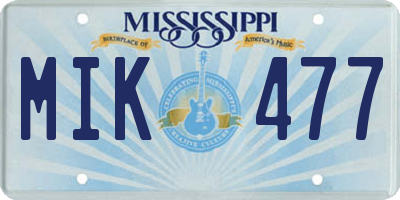 MS license plate MIK477