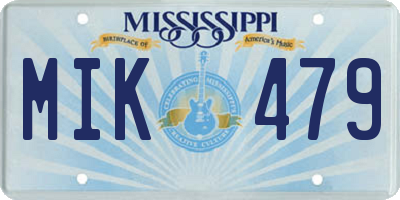 MS license plate MIK479
