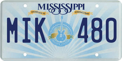 MS license plate MIK480