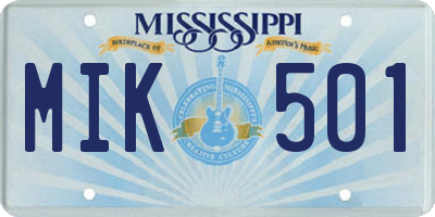 MS license plate MIK501