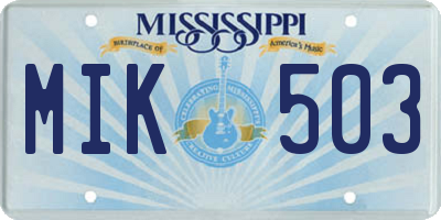 MS license plate MIK503