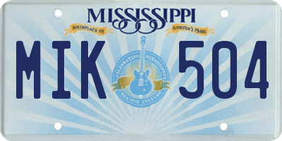 MS license plate MIK504