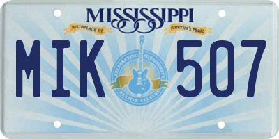 MS license plate MIK507