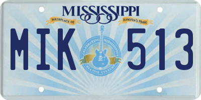 MS license plate MIK513
