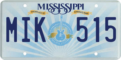 MS license plate MIK515