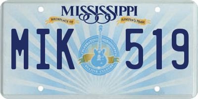 MS license plate MIK519
