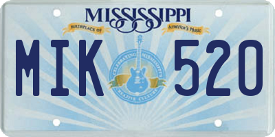MS license plate MIK520