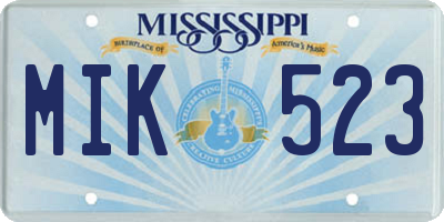 MS license plate MIK523