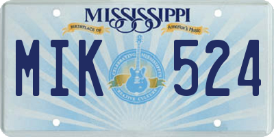 MS license plate MIK524