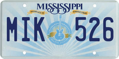 MS license plate MIK526