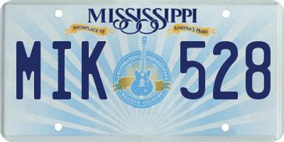MS license plate MIK528