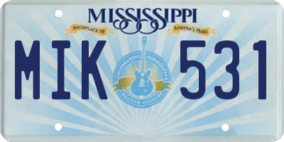 MS license plate MIK531