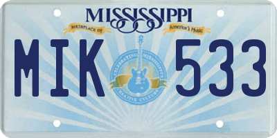 MS license plate MIK533
