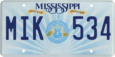 MS license plate MIK534