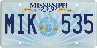 MS license plate MIK535