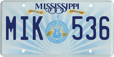MS license plate MIK536