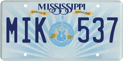 MS license plate MIK537