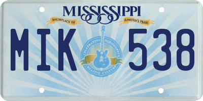 MS license plate MIK538