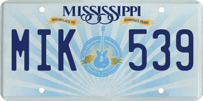 MS license plate MIK539