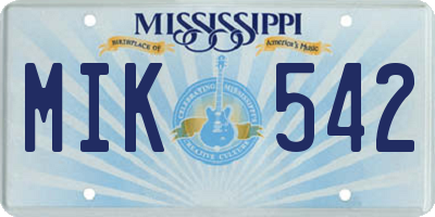 MS license plate MIK542