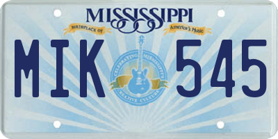 MS license plate MIK545