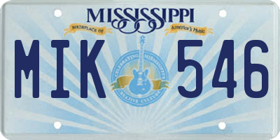 MS license plate MIK546