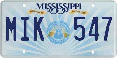 MS license plate MIK547