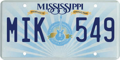 MS license plate MIK549