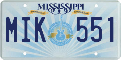MS license plate MIK551
