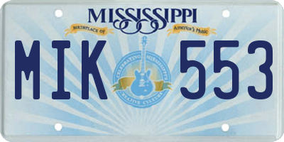 MS license plate MIK553