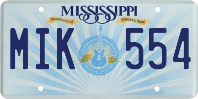 MS license plate MIK554