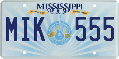 MS license plate MIK555