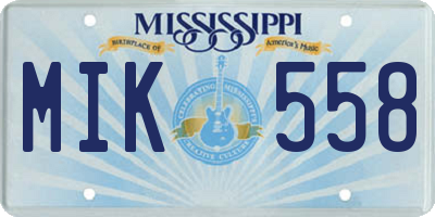 MS license plate MIK558