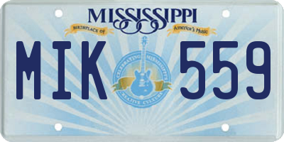 MS license plate MIK559