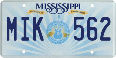 MS license plate MIK562
