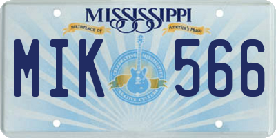 MS license plate MIK566