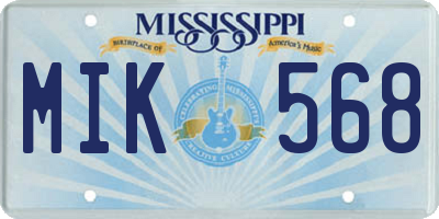 MS license plate MIK568